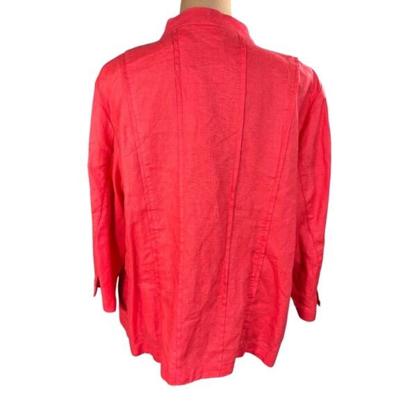 NWT Chico's Core Linen Corey Open Front High Neck Jacket Annatto Orange Size 16 - Picture 2 of 8